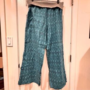Sundance Pants Womens Size XL Blue Tribal Aztec Linen Pull On Harem Wide Leg